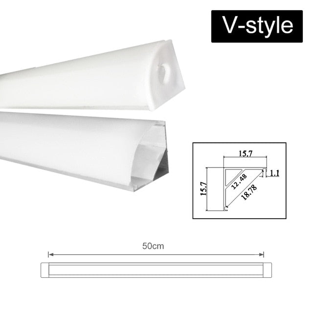 CLAITE 30cm 45cm 50cm U V YW Three Style Aluminium Channel Holder for LED Strip Light Bar Under Cabinet Lamp Kitchen 1.8cm Wide